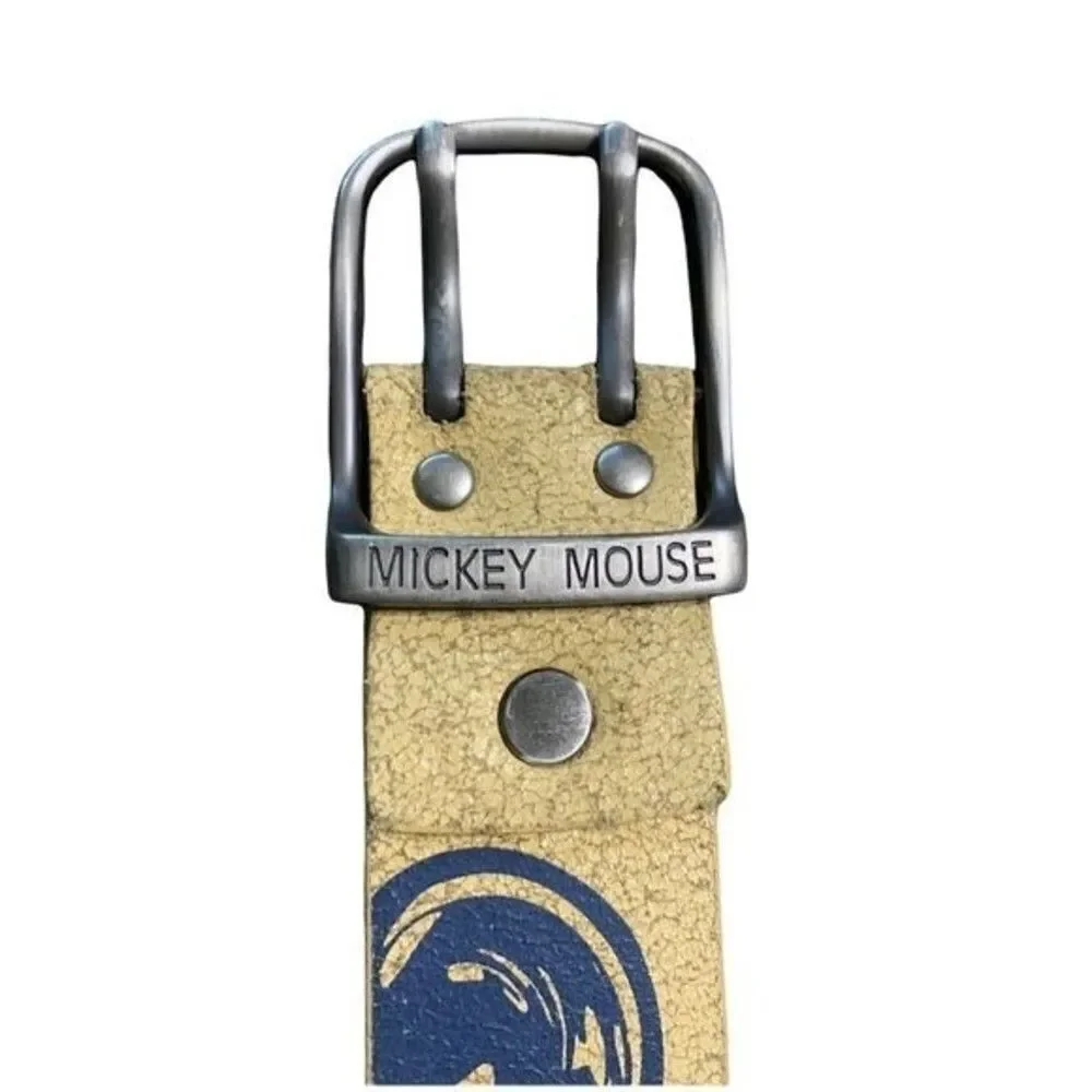 Disney Mickey Mouse Belt Faux Leather Silver Buckle Y2K 2000s Vibes